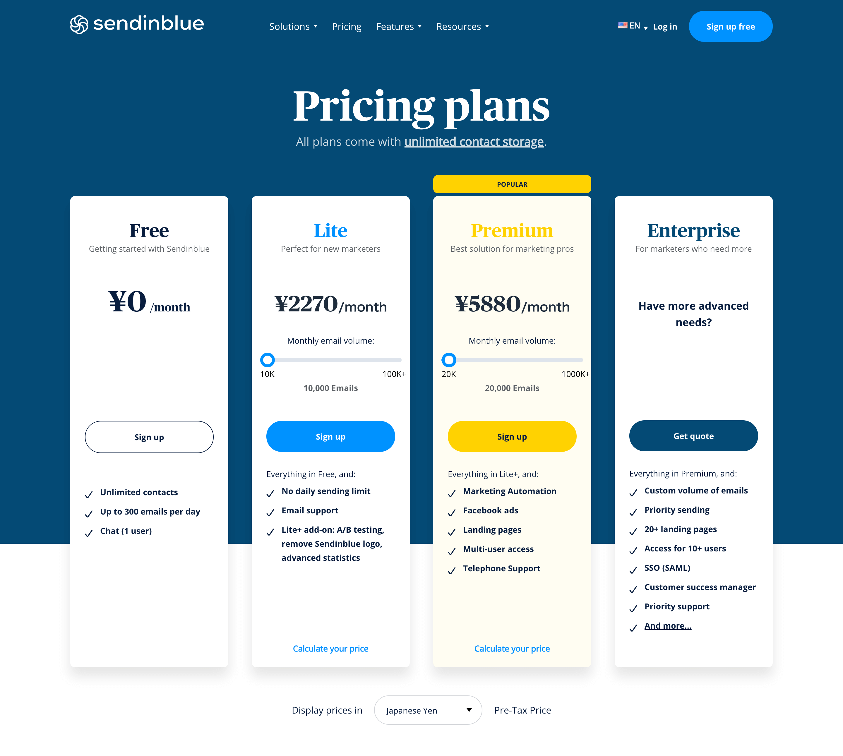 sendinblue pricing