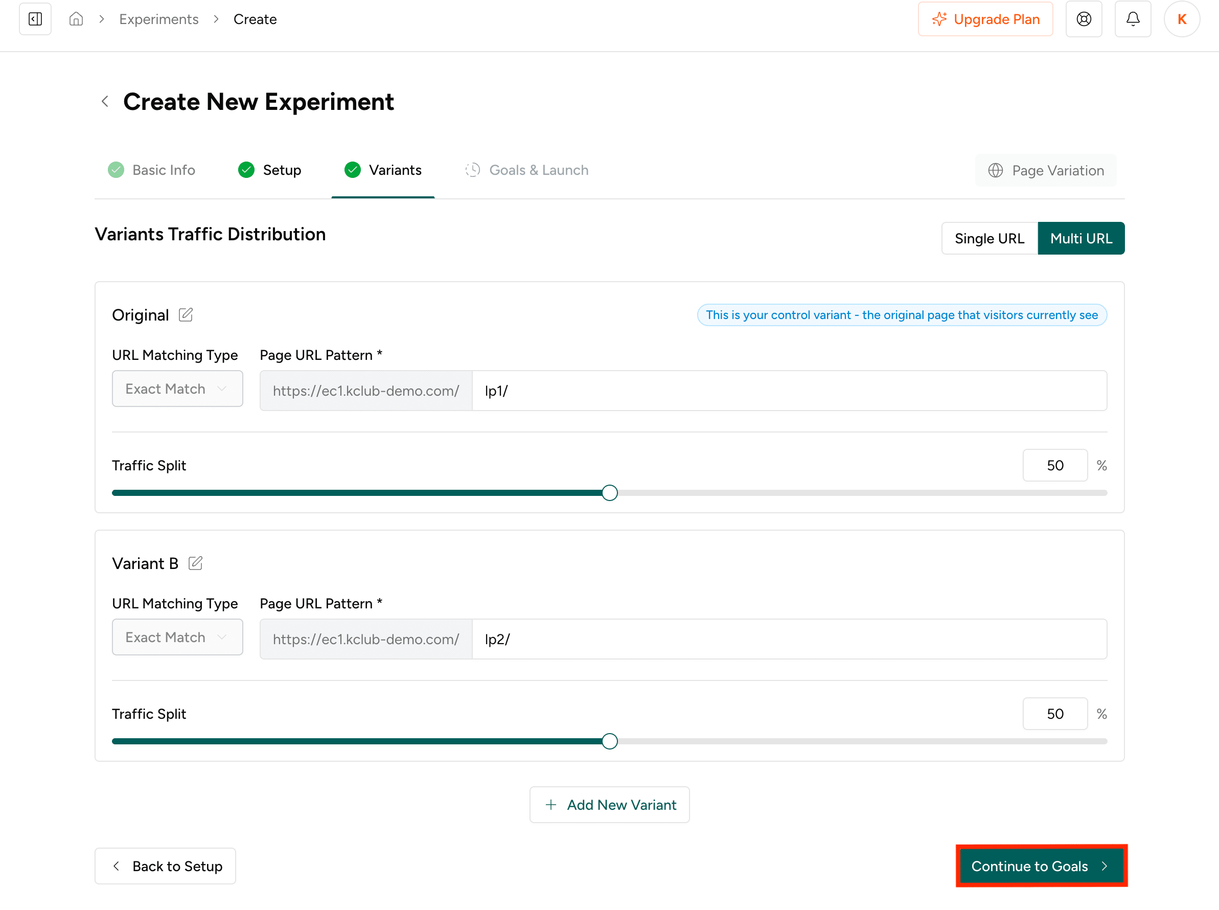 11 Variantsの設定