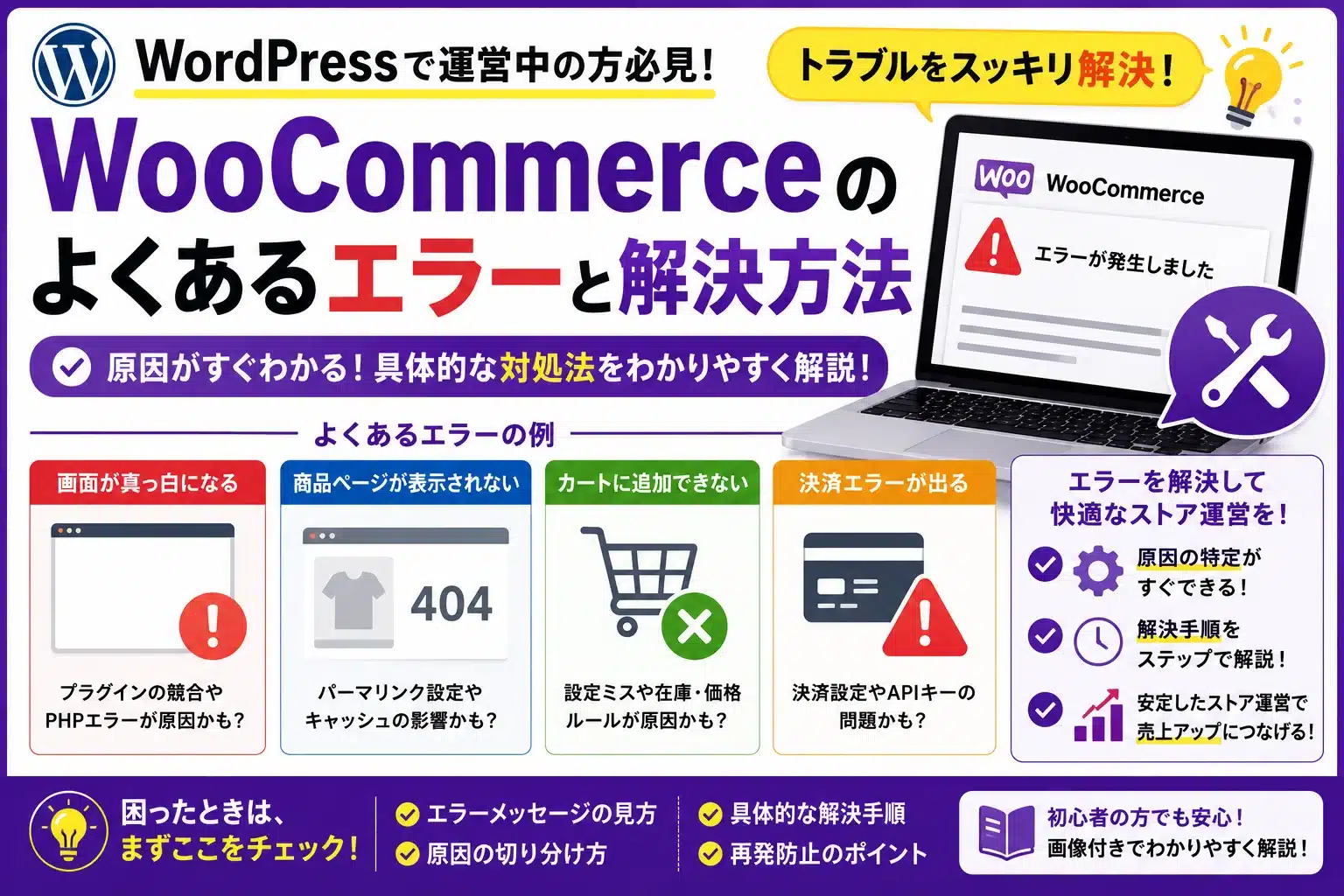 WooCommerceのよくあるエラーと解決方法【2026年最新版】