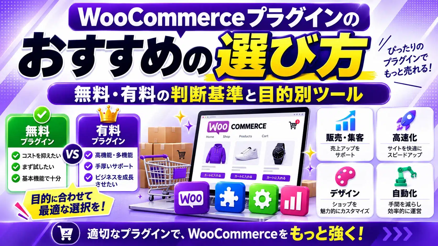 WooCommerceプラグインのおすすめの選び方｜無料・有料の判断基準と目的別ツール