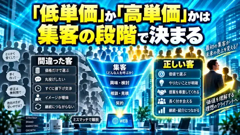 Web制作の単価は「集客の段階」で決まる｜低単価と高単価を分けるもの
