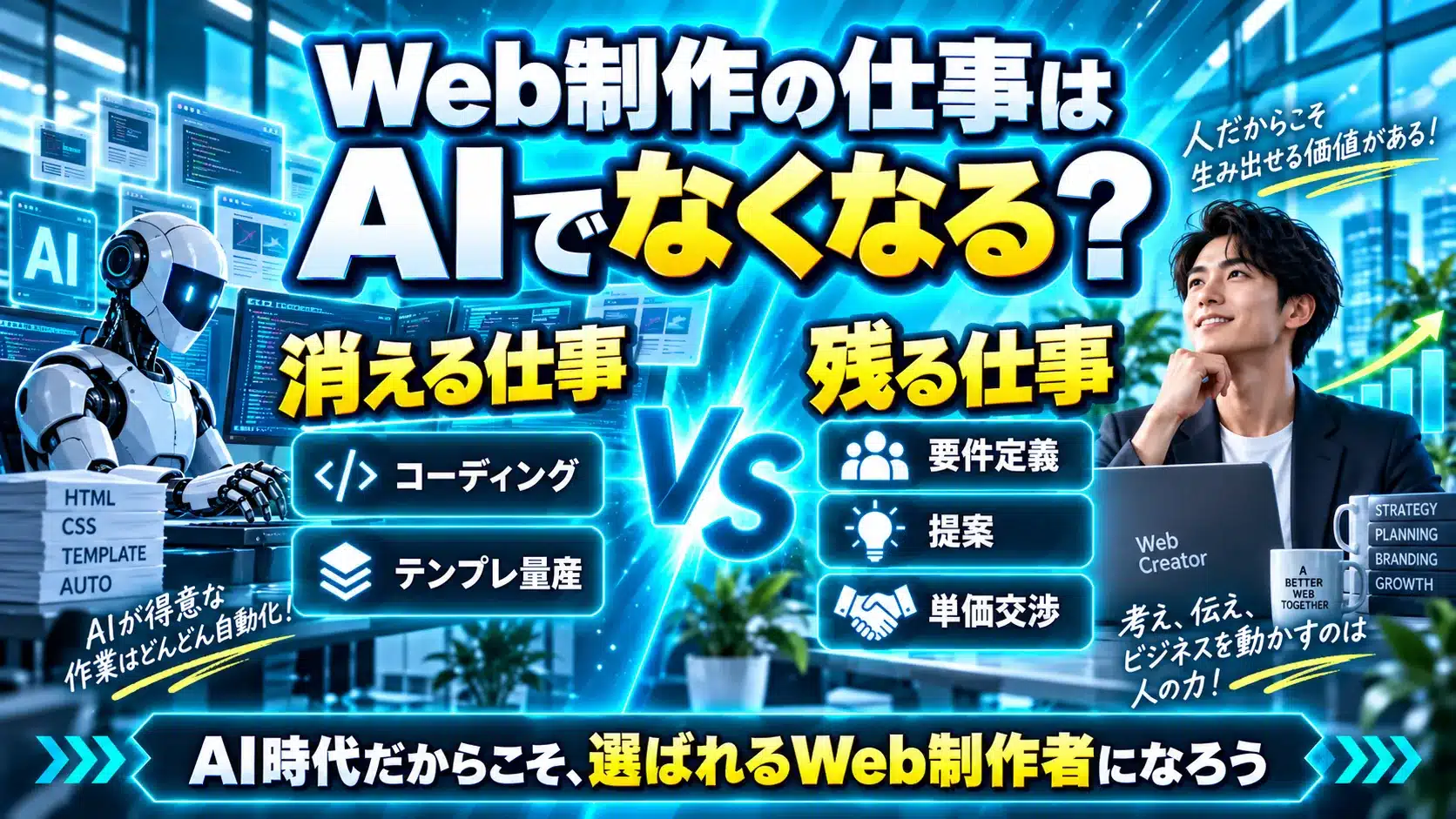 Web制作の仕事はAIでなくなる？消える仕事と残る仕事を、現場の数字で